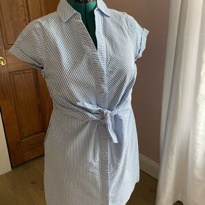 Blue Striped Shirt Dress